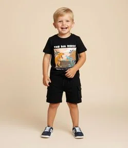 Camiseta Infantil com Estampa Dinossauros - Tam 1 a 6 Anos