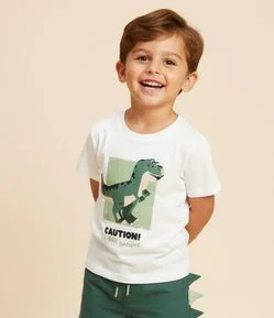 Camiseta Infantil com Estampa Dinossauro 3D - Tam 1 a 6 Anos