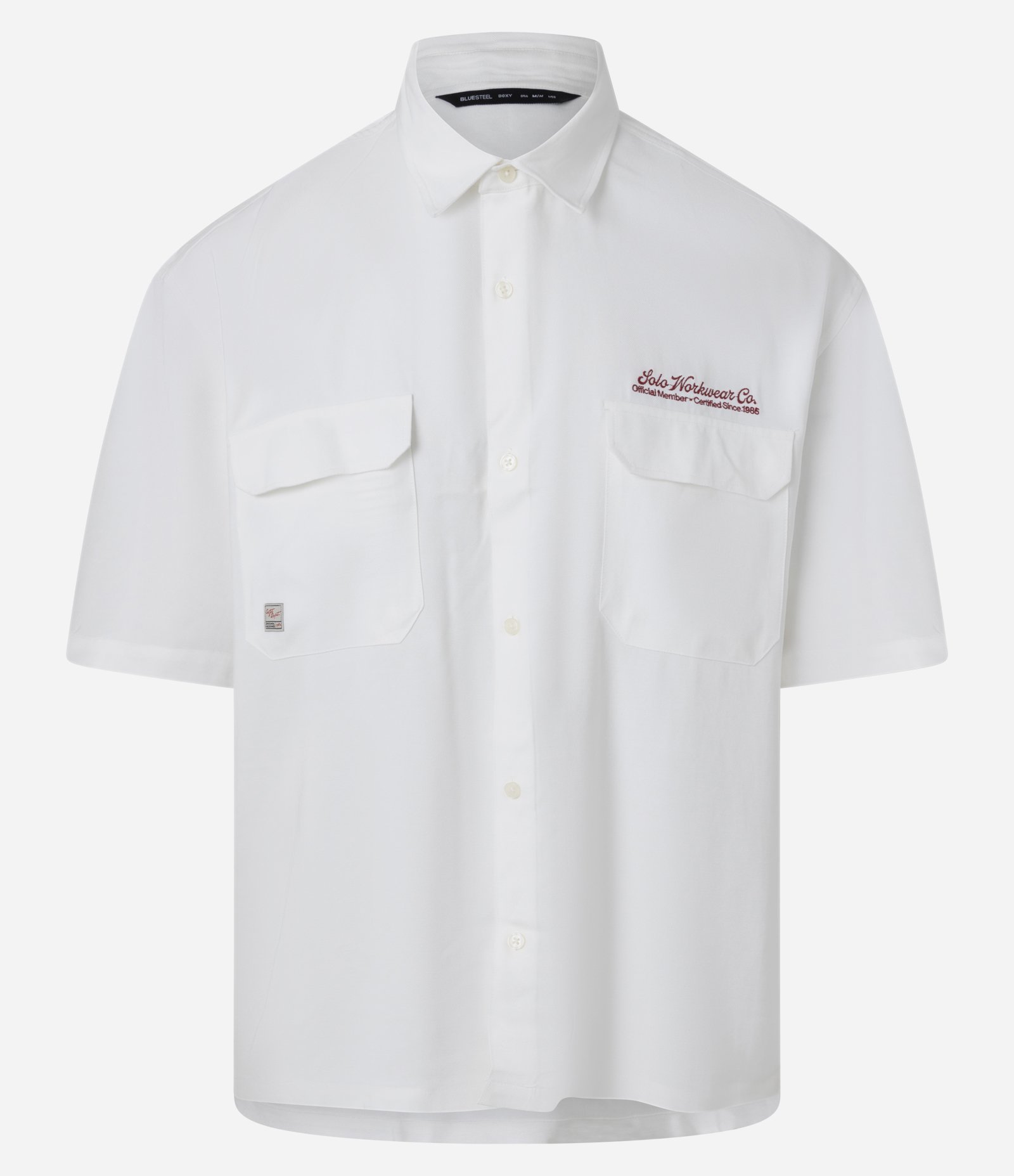 Camisa Oversized Texturizado com Lettering Bordado no Peito Branco 1