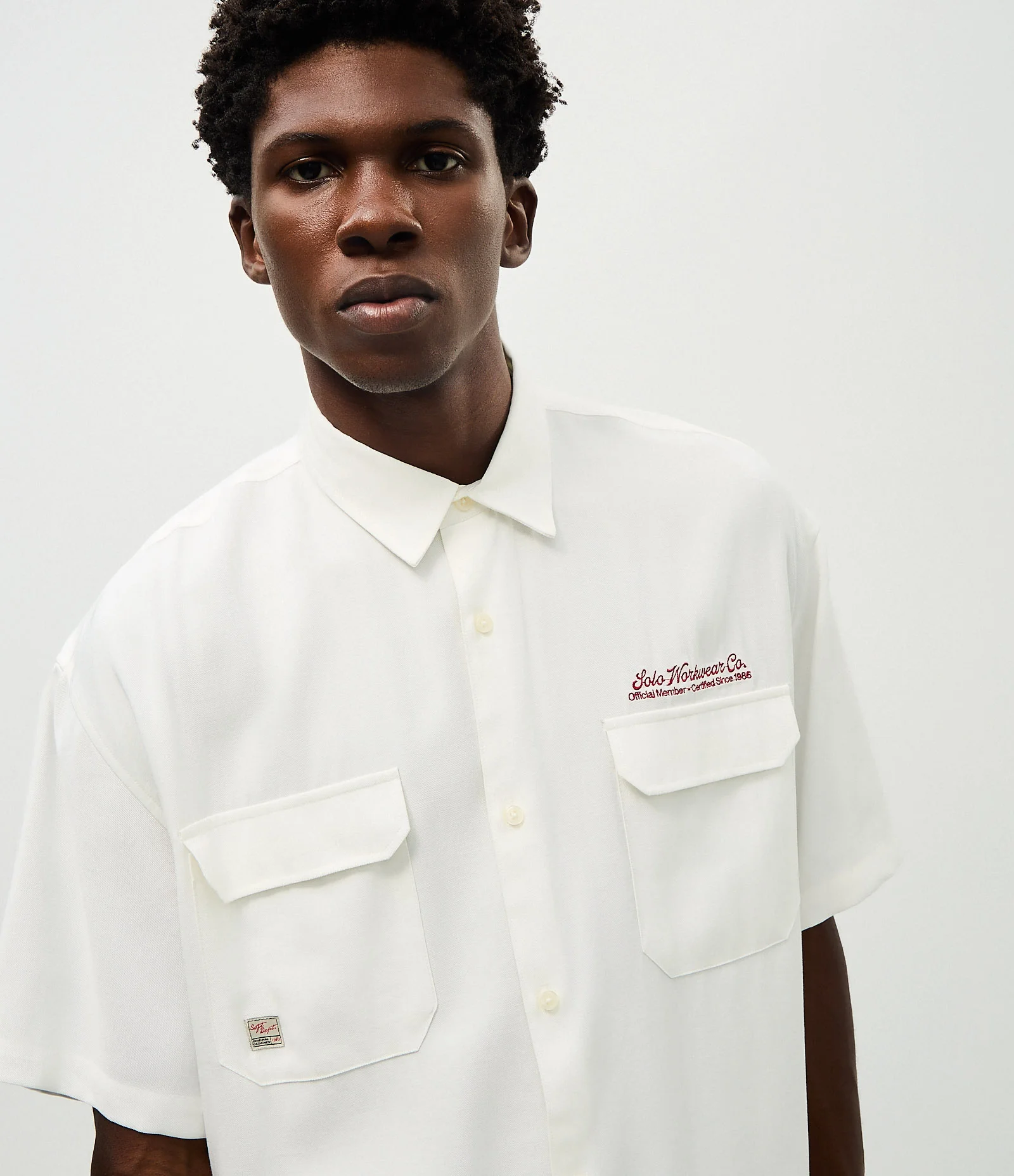 Camisa Oversized Texturizado com Lettering Bordado no Peito Branco 1