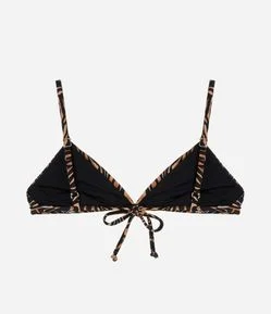 Biquíni Top Triangulo Fixo em Microfibra com Estampa Animal Print Zebrada