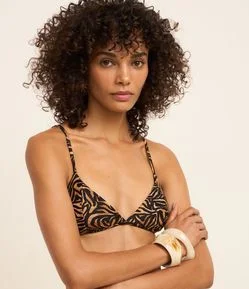 Biquíni Top Triangulo Fixo em Microfibra com Estampa Animal Print Zebrada