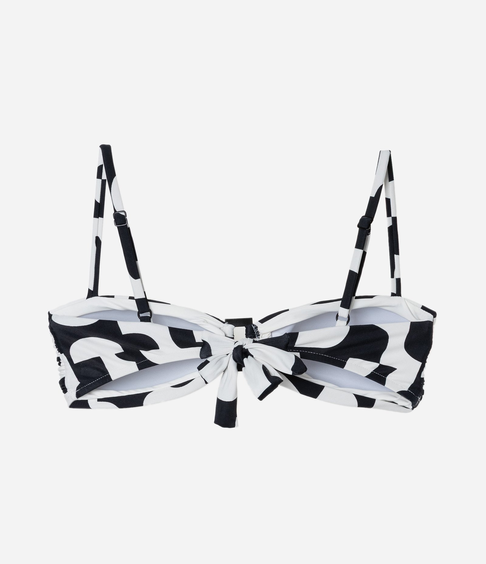 Biquíni Top Bandeau com Estampa Calçadão e Alça Removível Preto/Branco 6