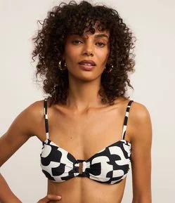 Biquíni Top Bandeau com Estampa Calçadão e Alça Removível