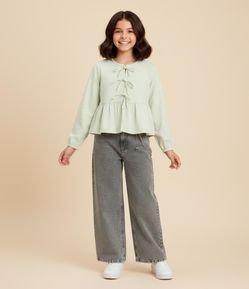 Calça Infantil Wide Leg em Jeans Estonada - Tam 5 a 14 Anos