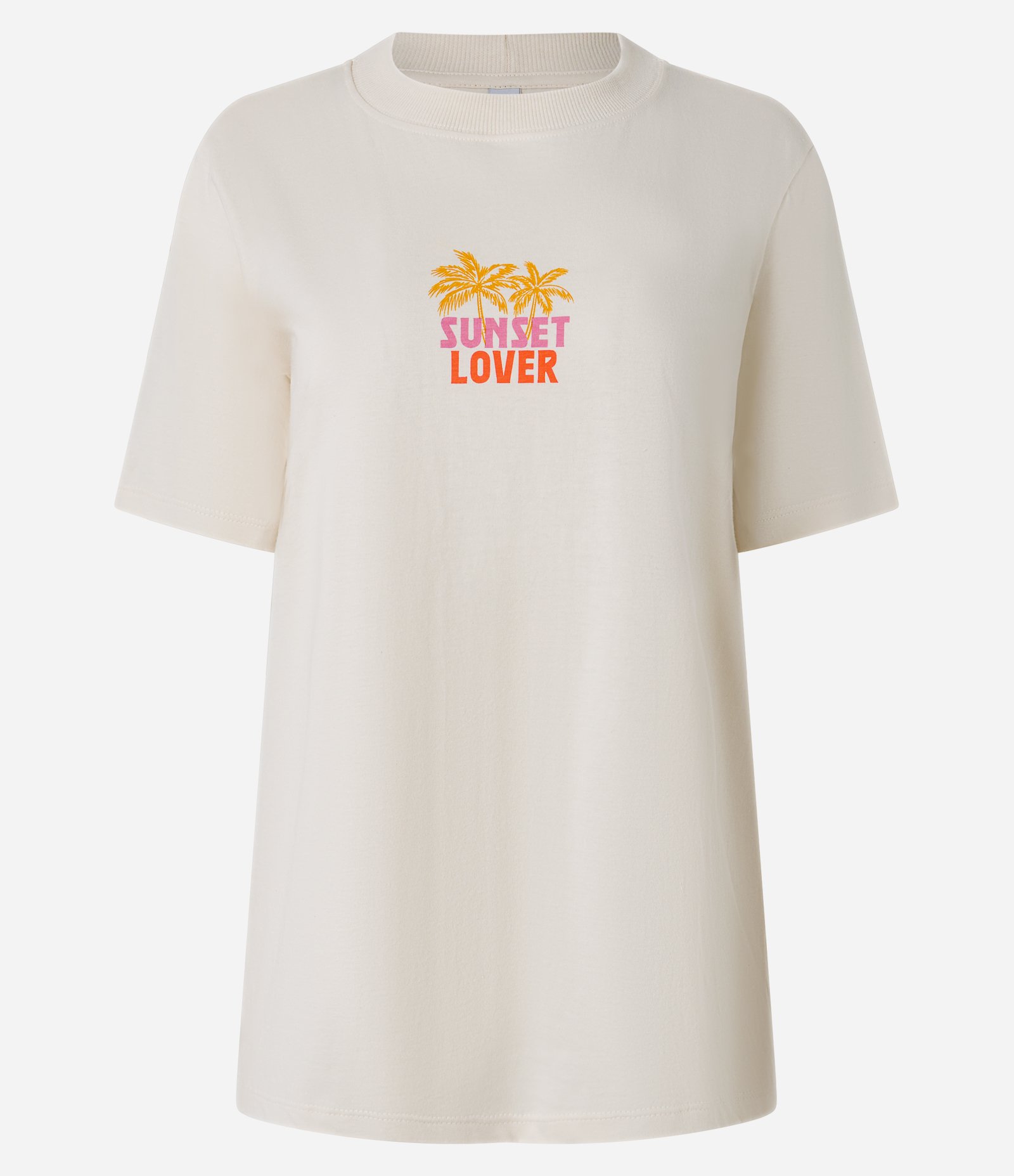 Camiseta T-shirt Alongada com Estampa Sunset Bege 6