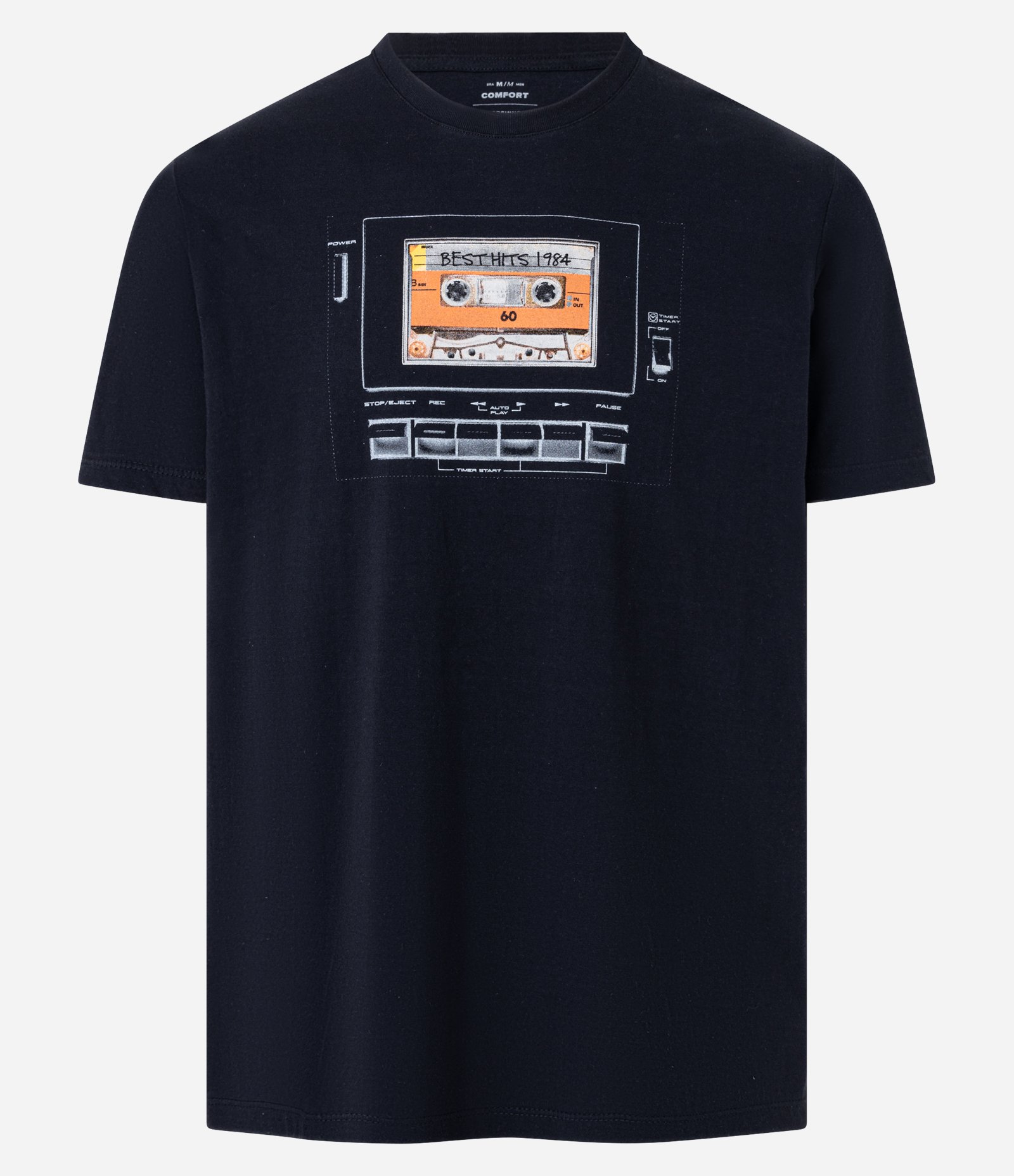 Camiseta Comfort em Algodão com Estampa de Fita Cassete e Lettering Best Hits 1984 Preto 5