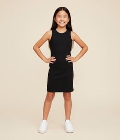 Vestido Regata Infantil com Cava Americana Canelado - Tam 5 a 14 Anos