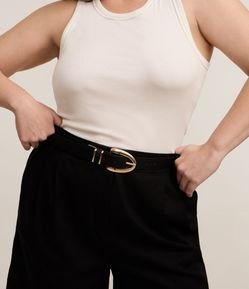 Cinto Médio em PU com Fivela Oval Curve & Plus Size