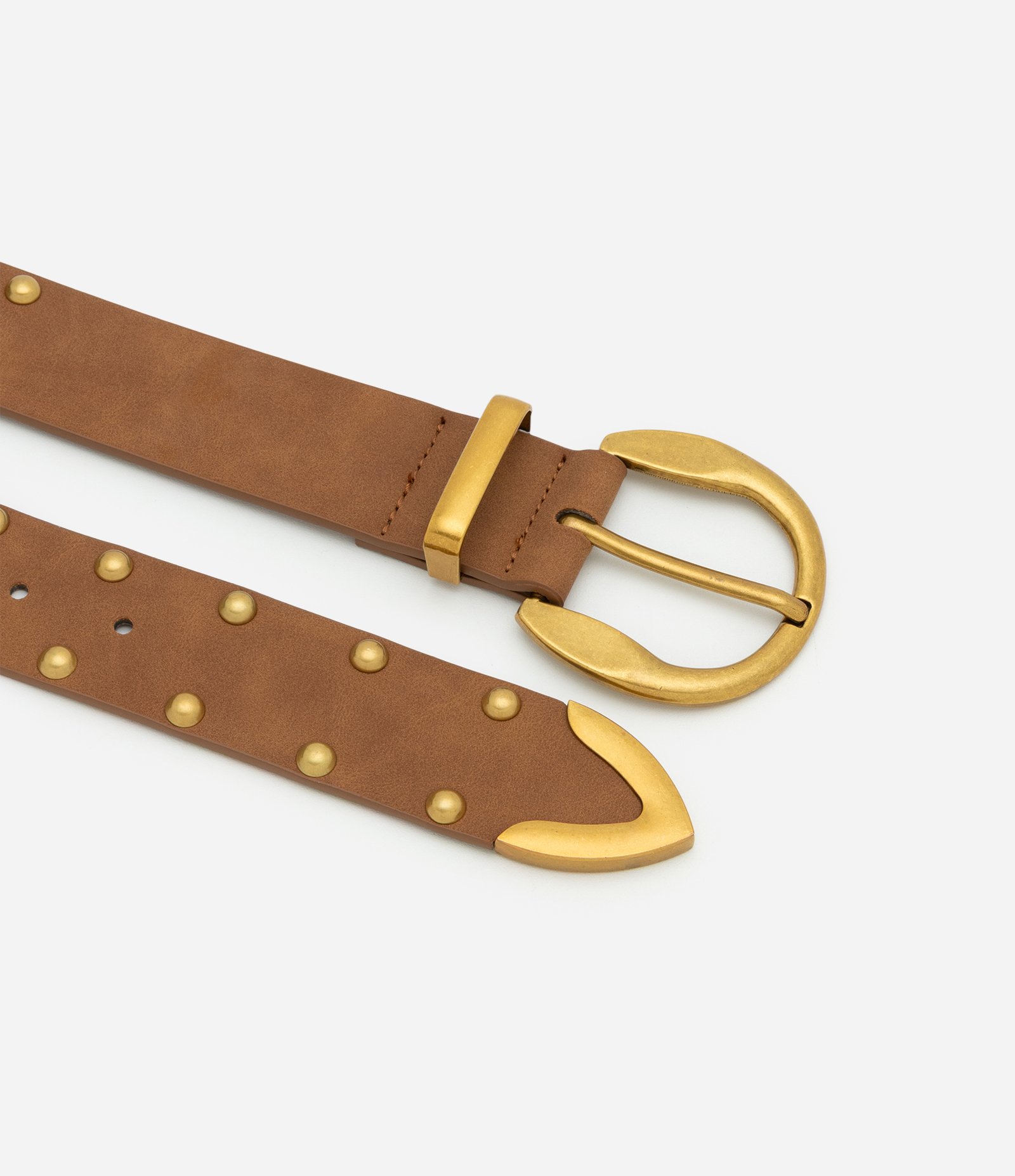 Cinto Médio com Rebites de Metal Curve & Plus Size Marrom 2