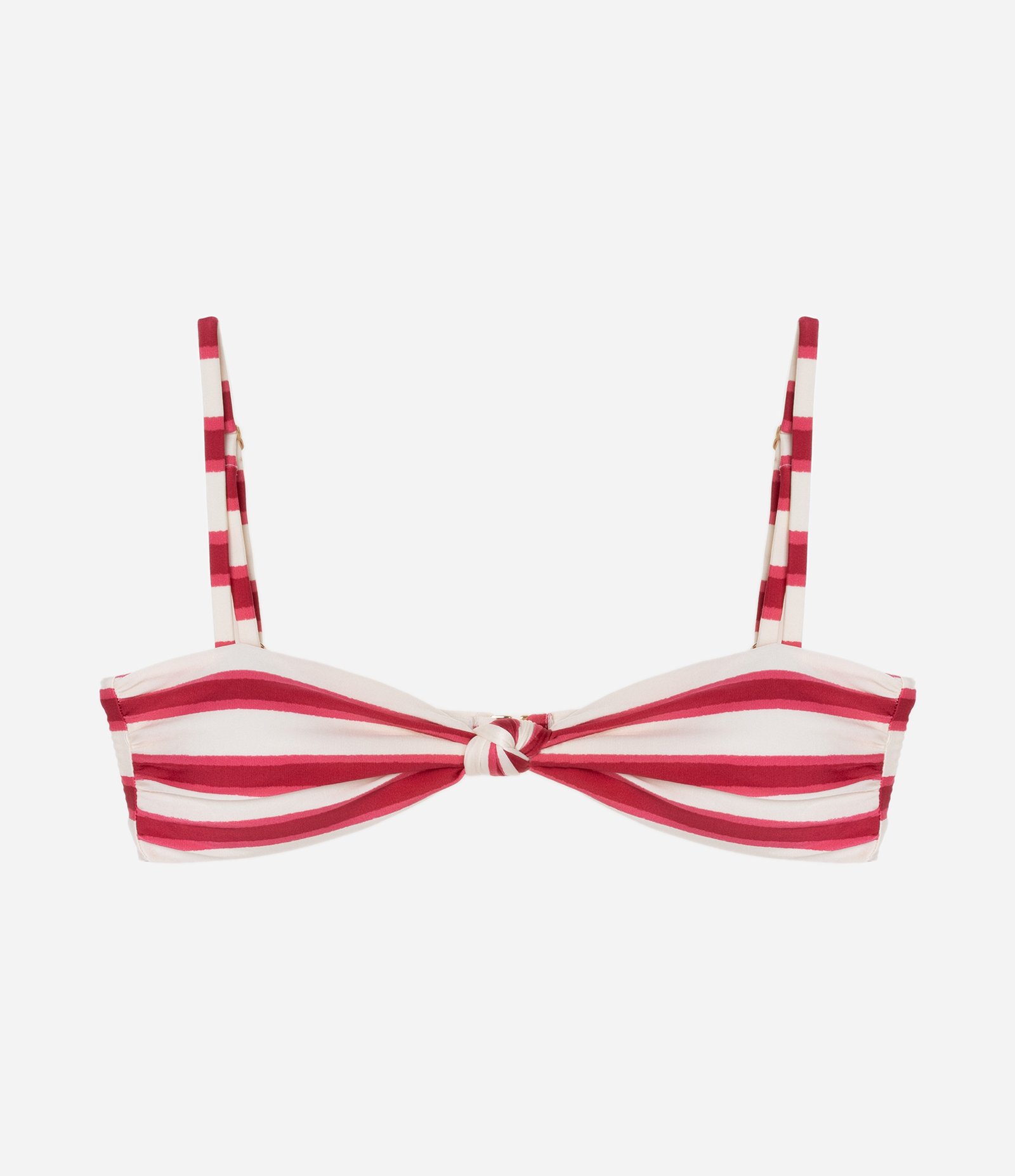 Biquíni Top Bandeau em Microfibra Listrada com Nózinho Vermelho 5