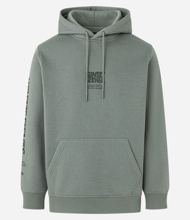 Casaco Comfort em Moletom com Felpa Bolso Canguru e Estampa Lettering