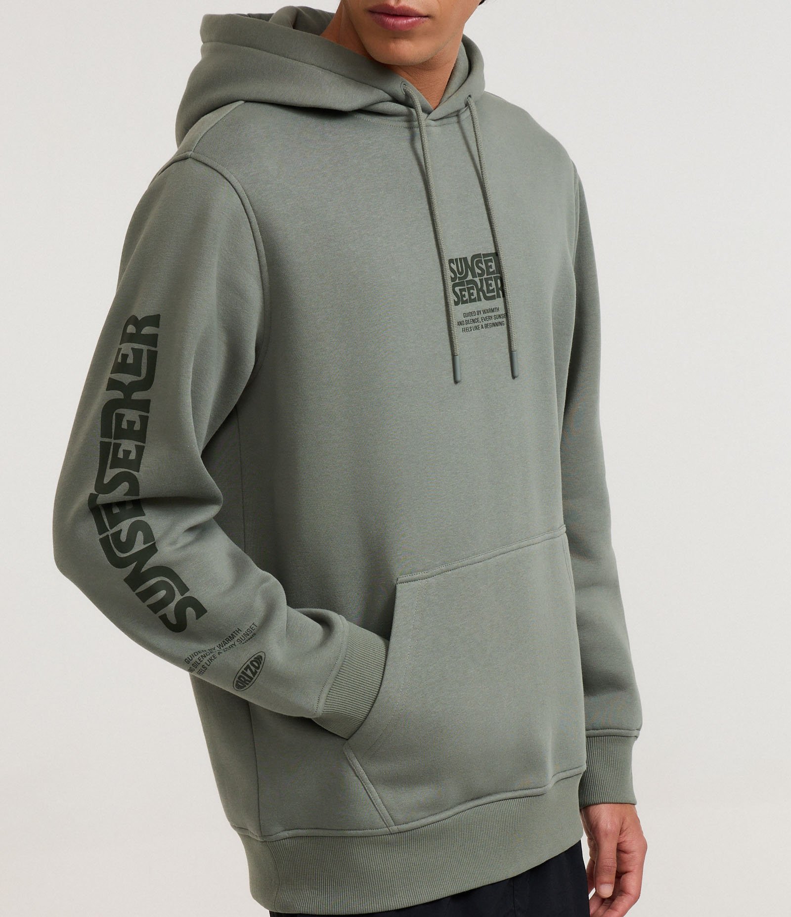 Casaco Comfort em Moletom com Felpa Bolso Canguru e Estampa Lettering Verde 3