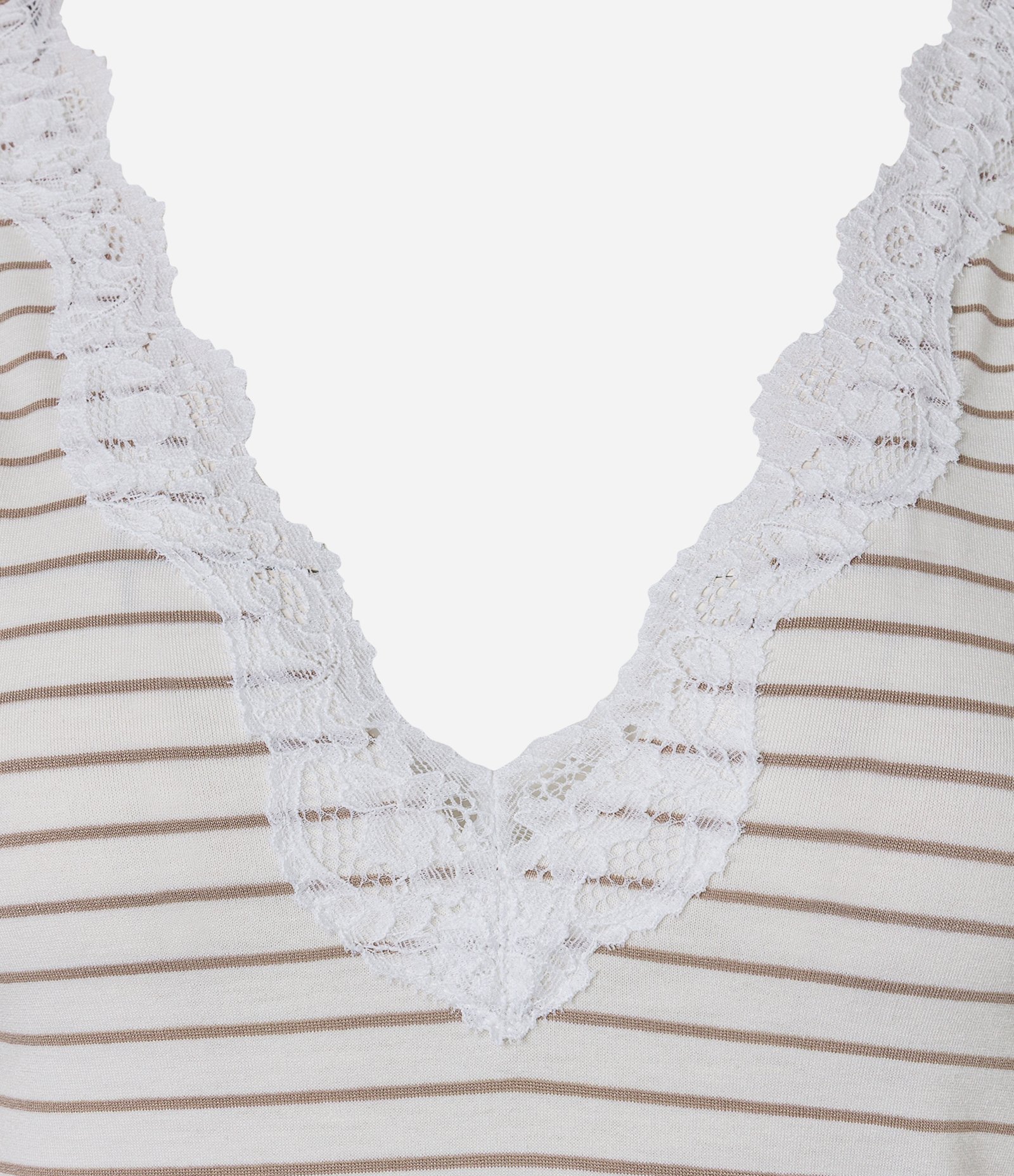 Pijama Short Doll em Viscose com Estampa Listrada e Detalhe de Renda Branco 5