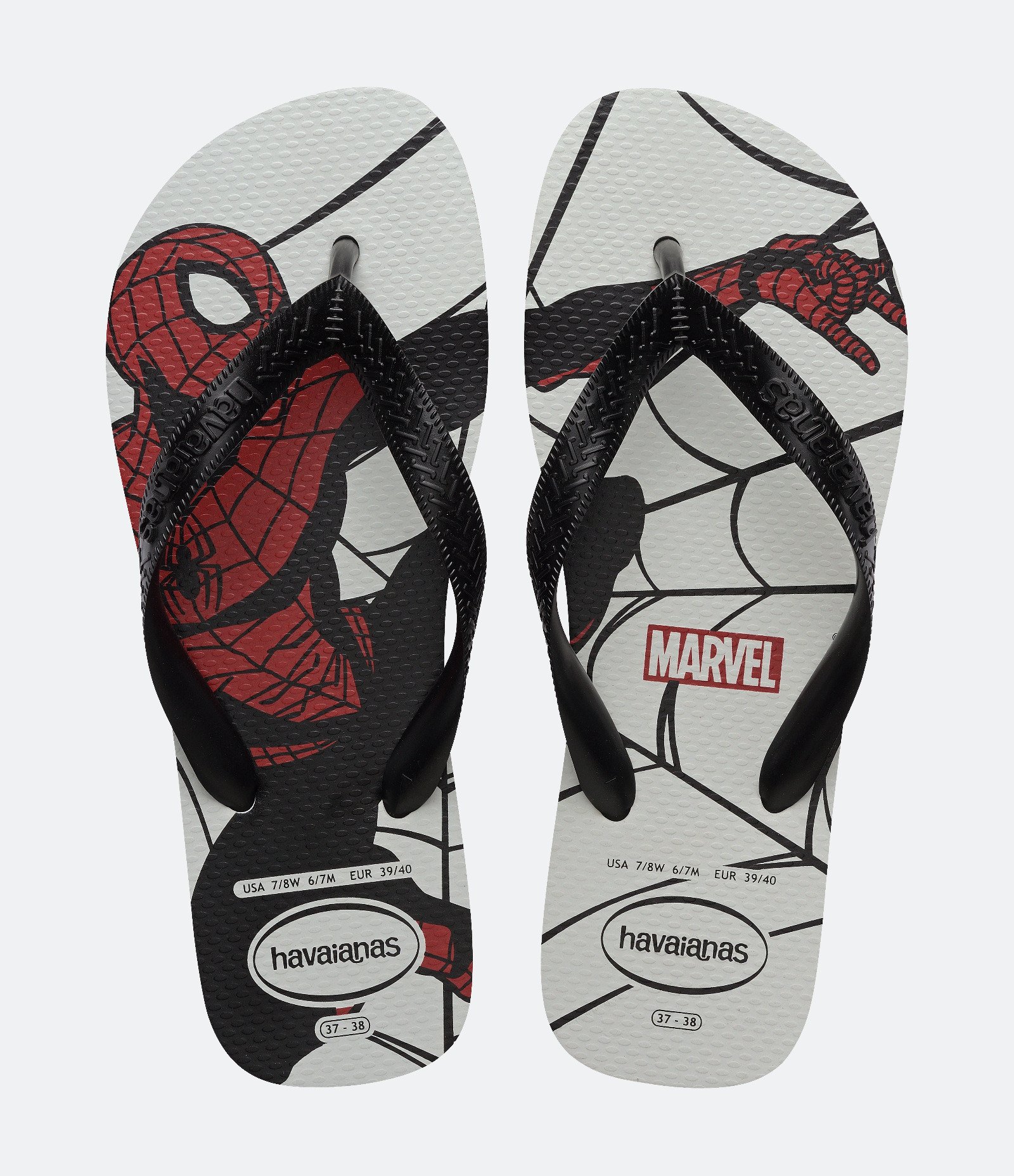 Chinelo Havaianas com Estampa Marvel Homem Aranha Branco/Preto 1