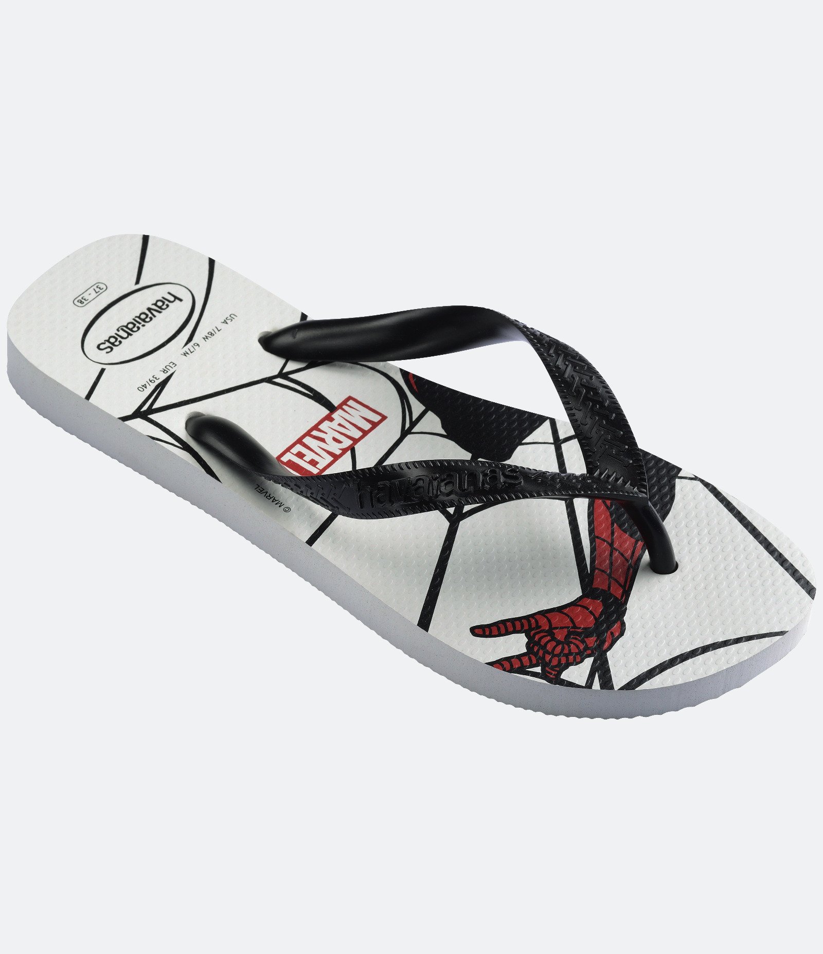 Chinelo Havaianas com Estampa Marvel Homem Aranha Branco/Preto 2