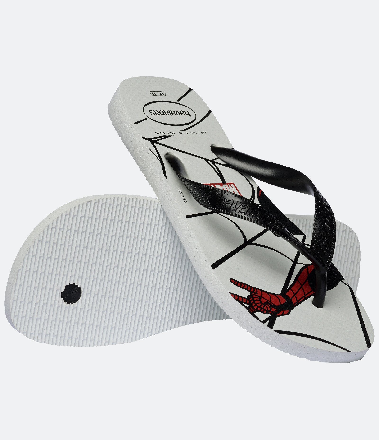 Chinelo Havaianas com Estampa Marvel Homem Aranha Branco/Preto 4