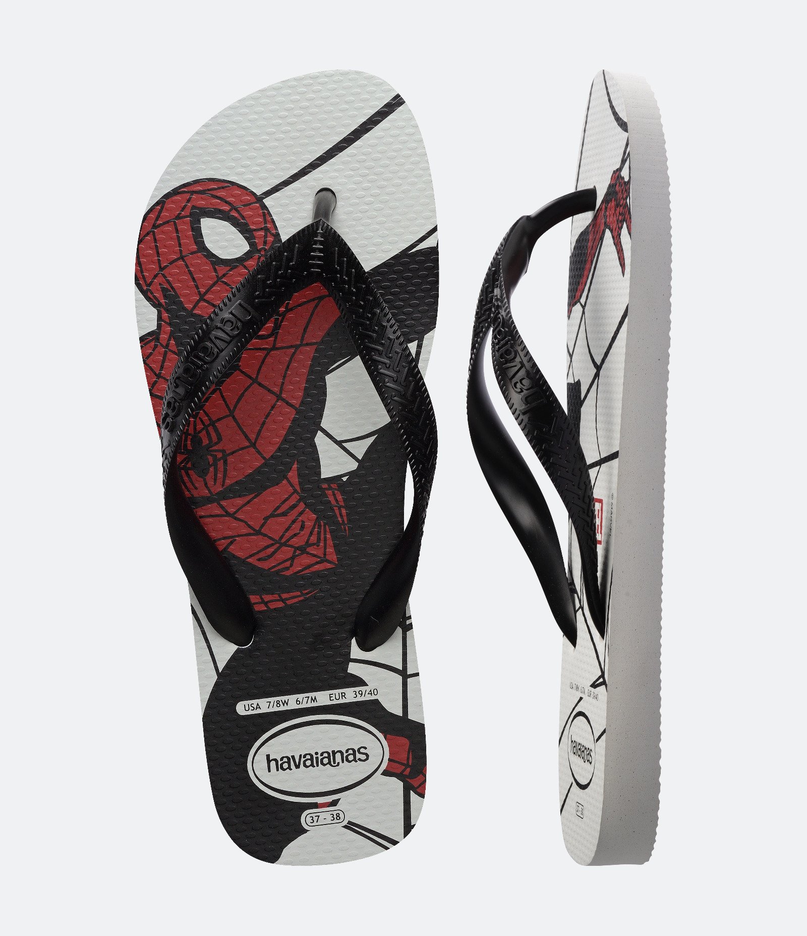 Chinelo Havaianas com Estampa Marvel Homem Aranha Branco/Preto 5