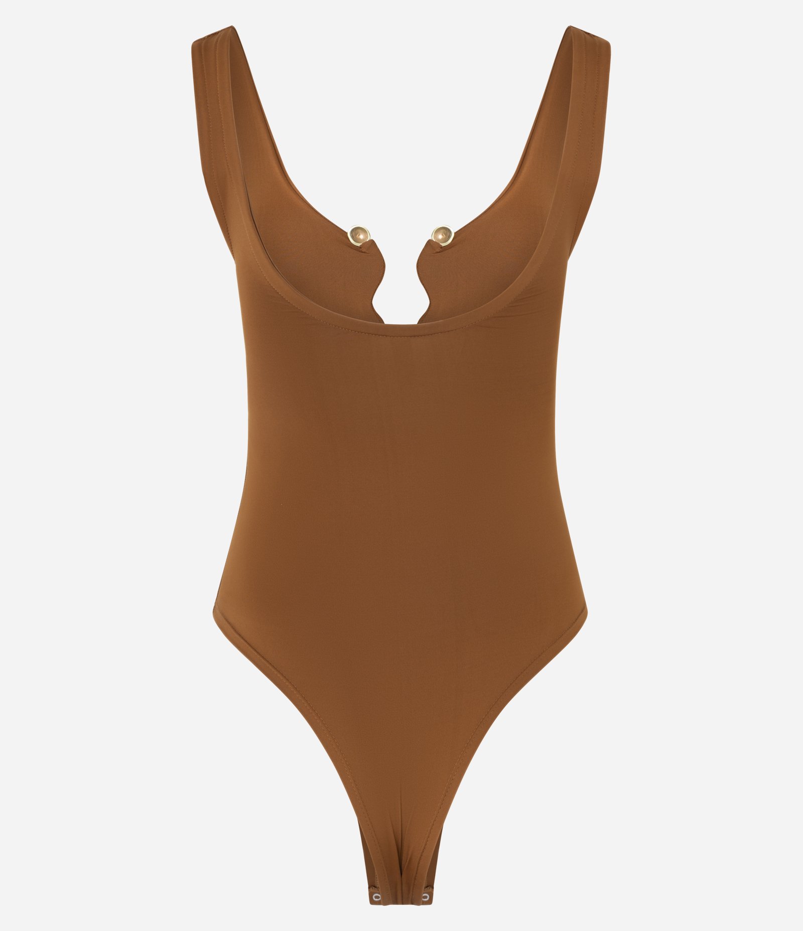 Body em Microfibra com Aviamento Forrado no Busto Marrom Caramelo 6