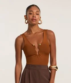 Body em Microfibra com Aviamento Forrado no Busto