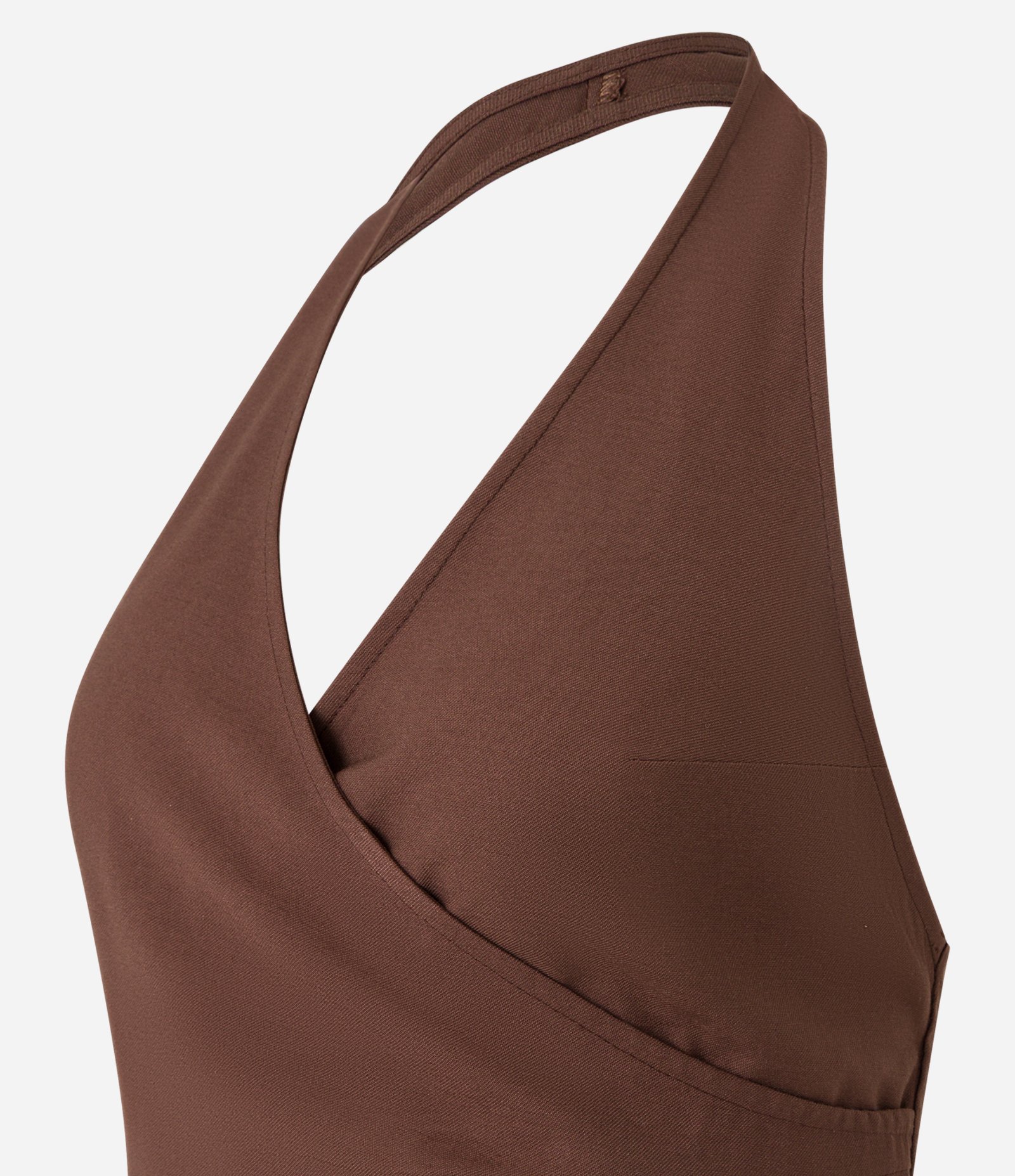 Blusa Frente Única Transpassada com Ponta Assimétrica Marrom 6