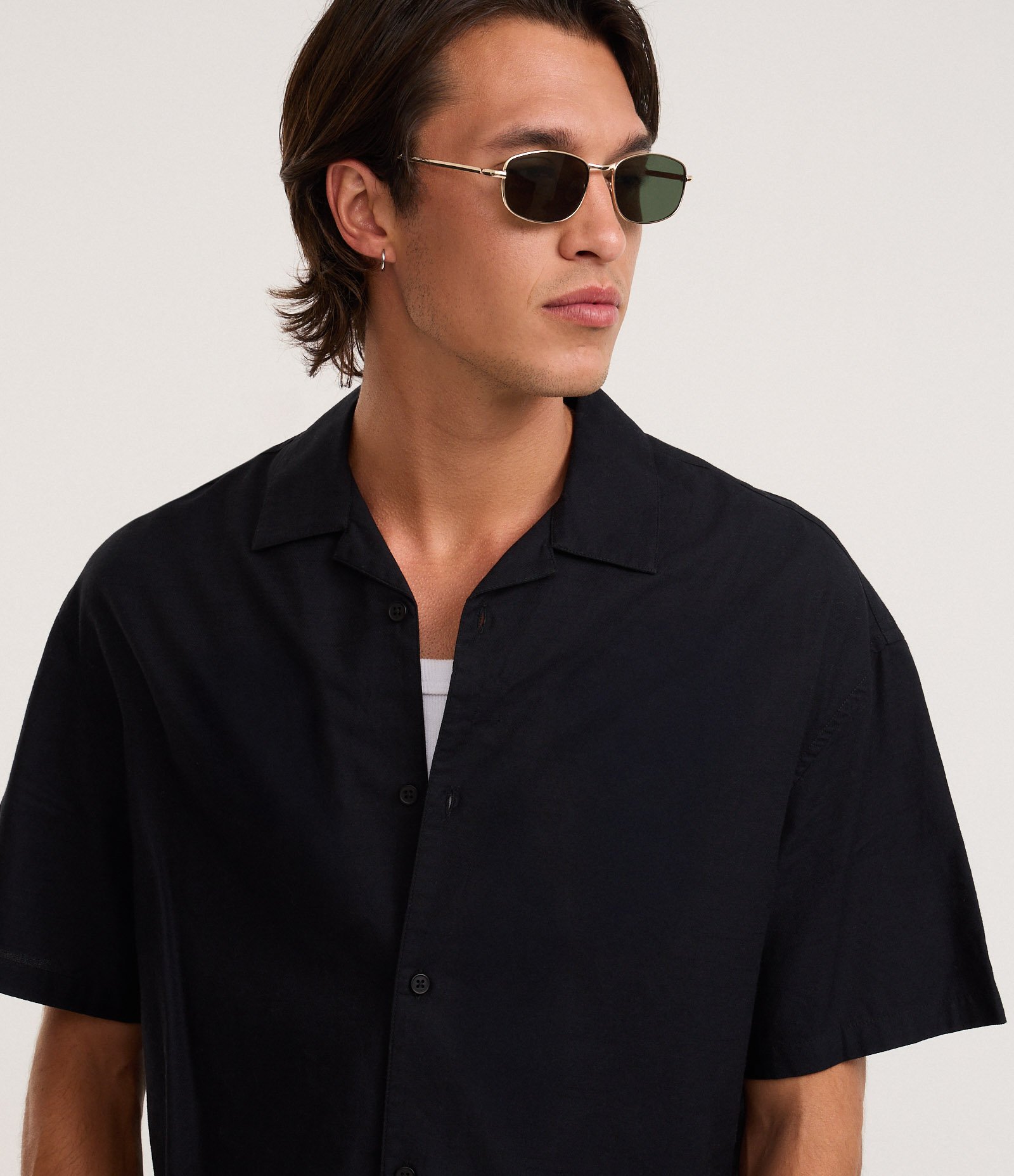 Camisa Boxy em Algodão Texturizado Preto 3