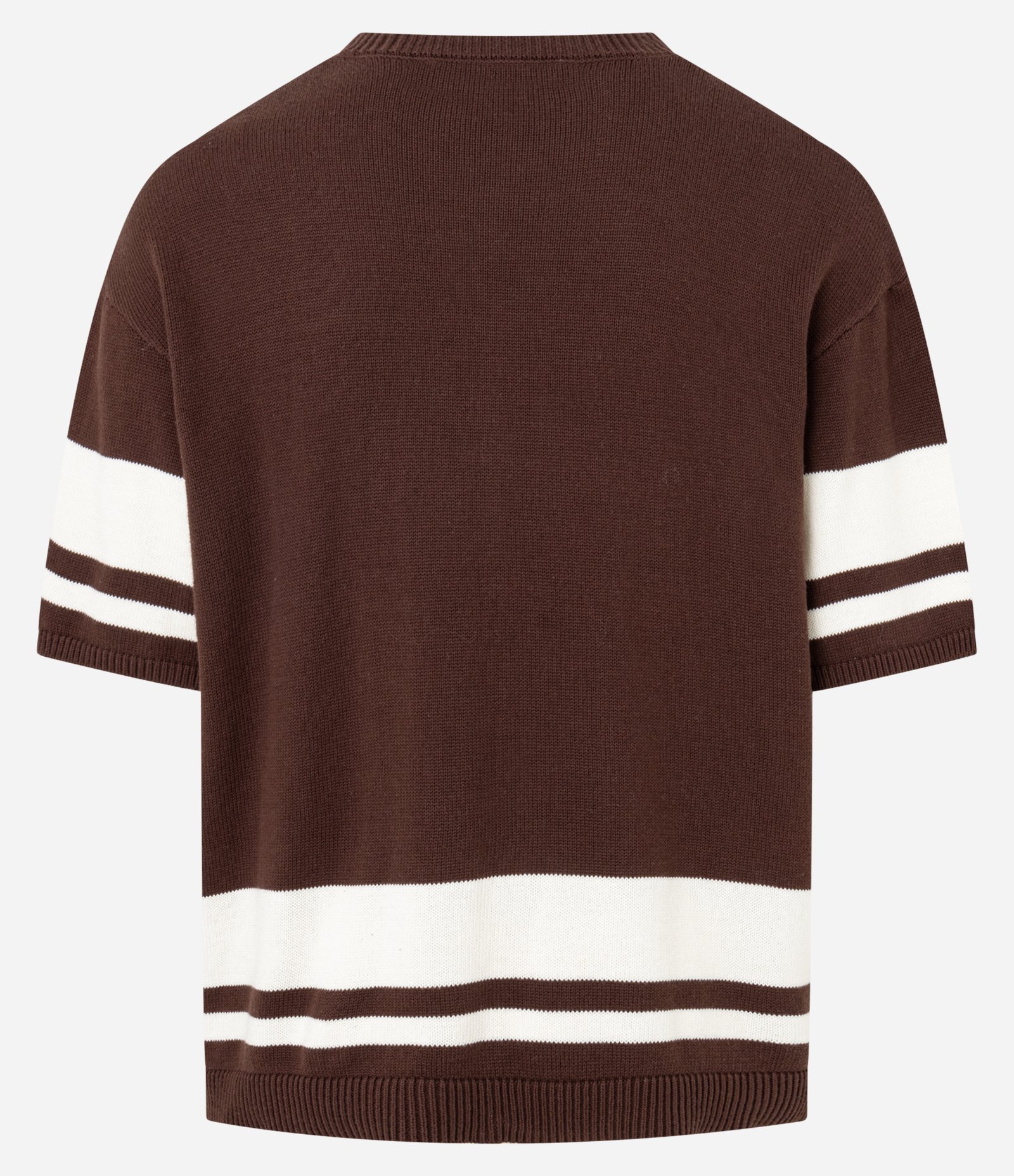 Camiseta Oversized Esportiva em Efeito Tricô Com Estampa e Bordado Marrom 9