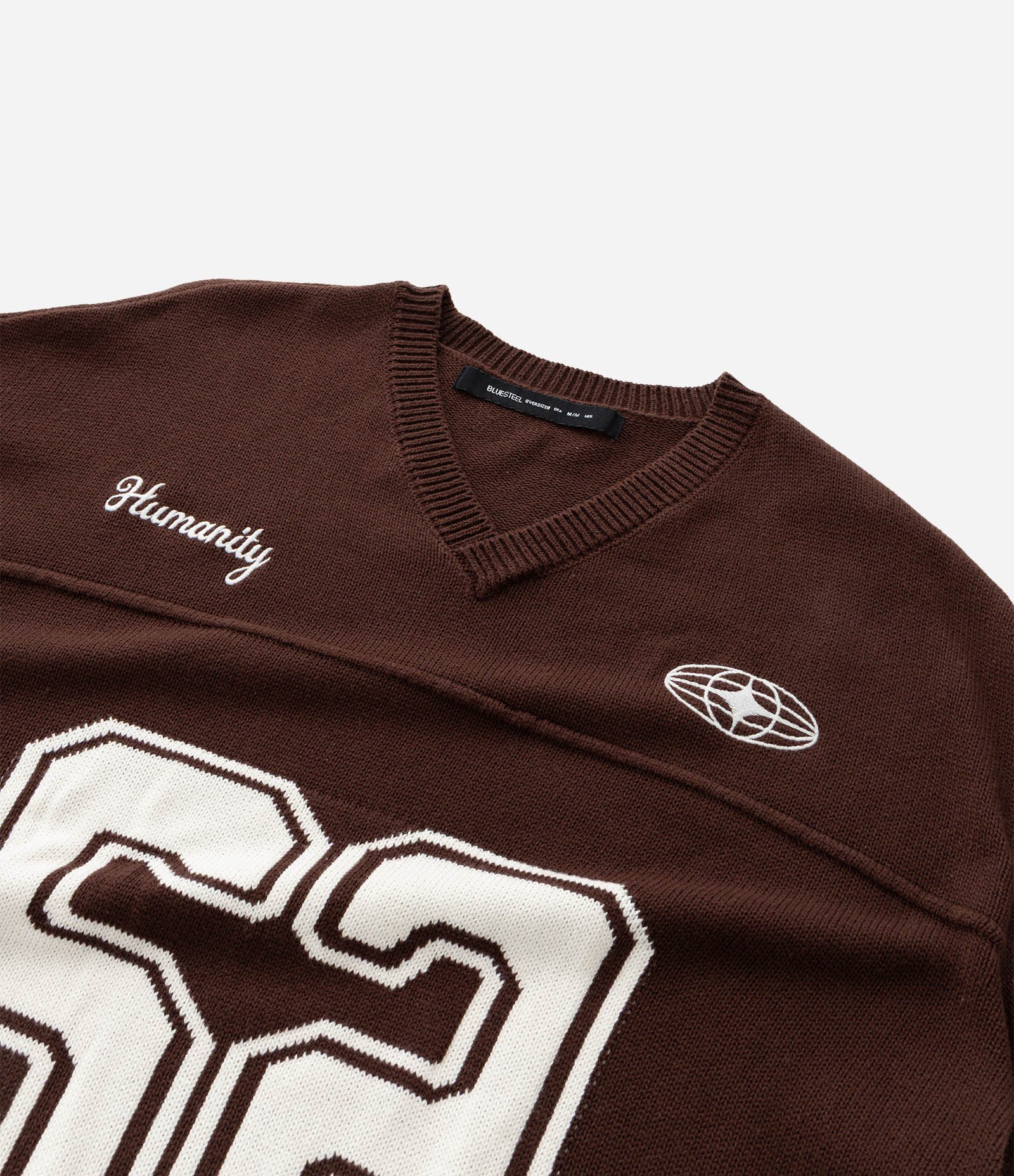 Camiseta Oversized Esportiva em Efeito Tricô Com Estampa e Bordado Marrom 11