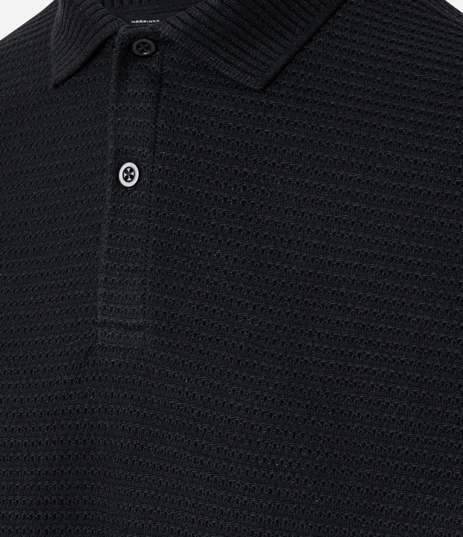 Camisa Polo Regular em Jacquard Texturizada Preto 6