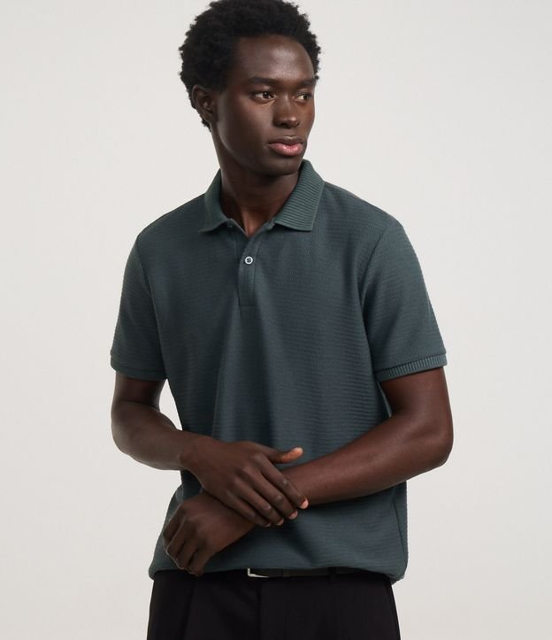 Camisa Polo Regular em Algodão Texturizada