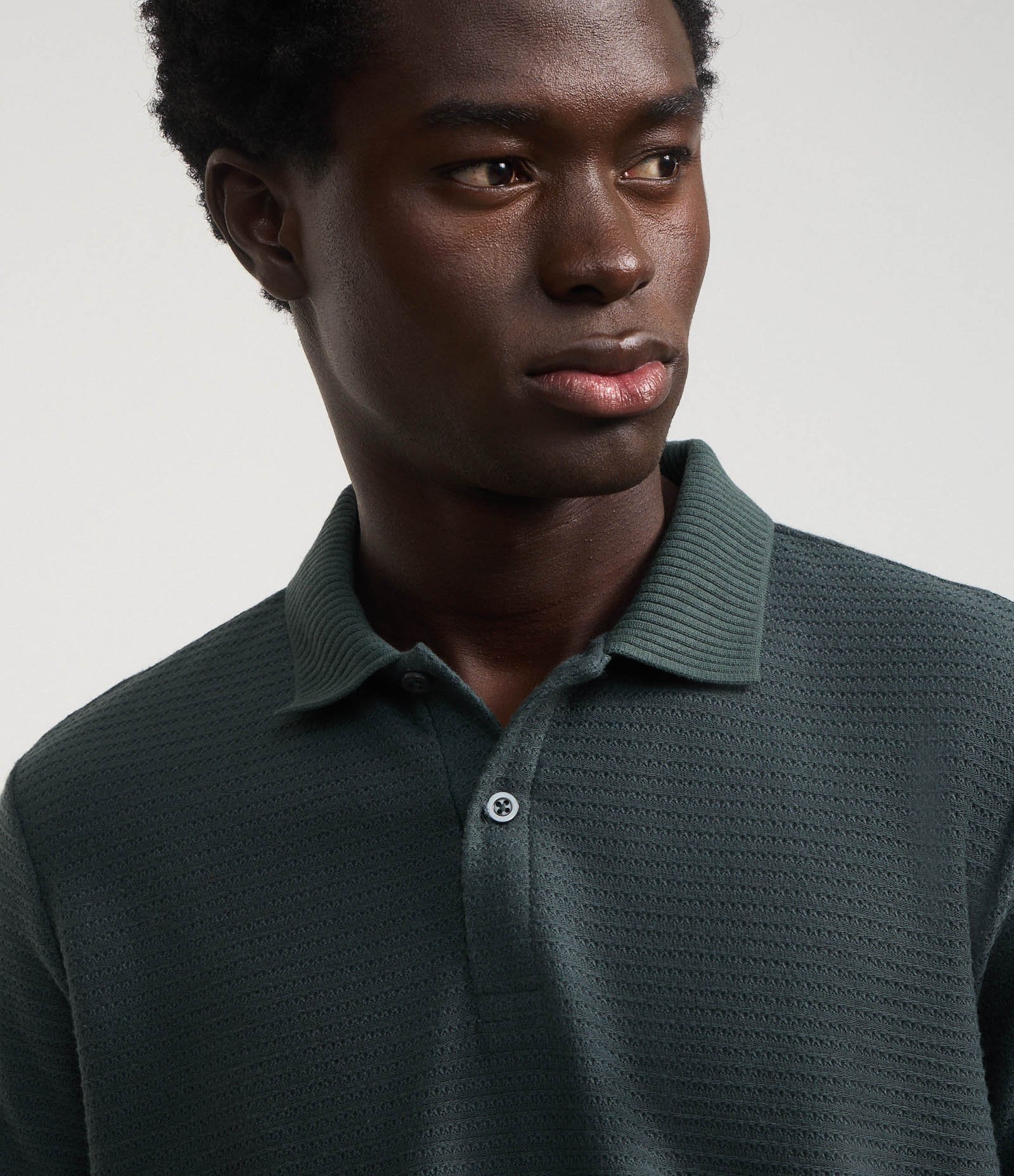 Camisa Polo Regular em Jacquard Texturizada Cinza 4