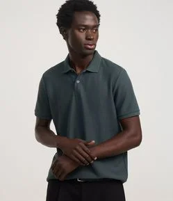 Camisa Polo Regular em Jacquard Texturizada