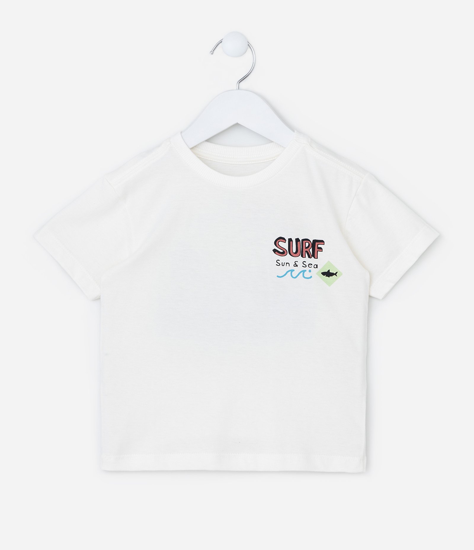 Camiseta Infantil com Estampa Frente e Costas Surf - Tam 1 a 6 Anos Branco 1