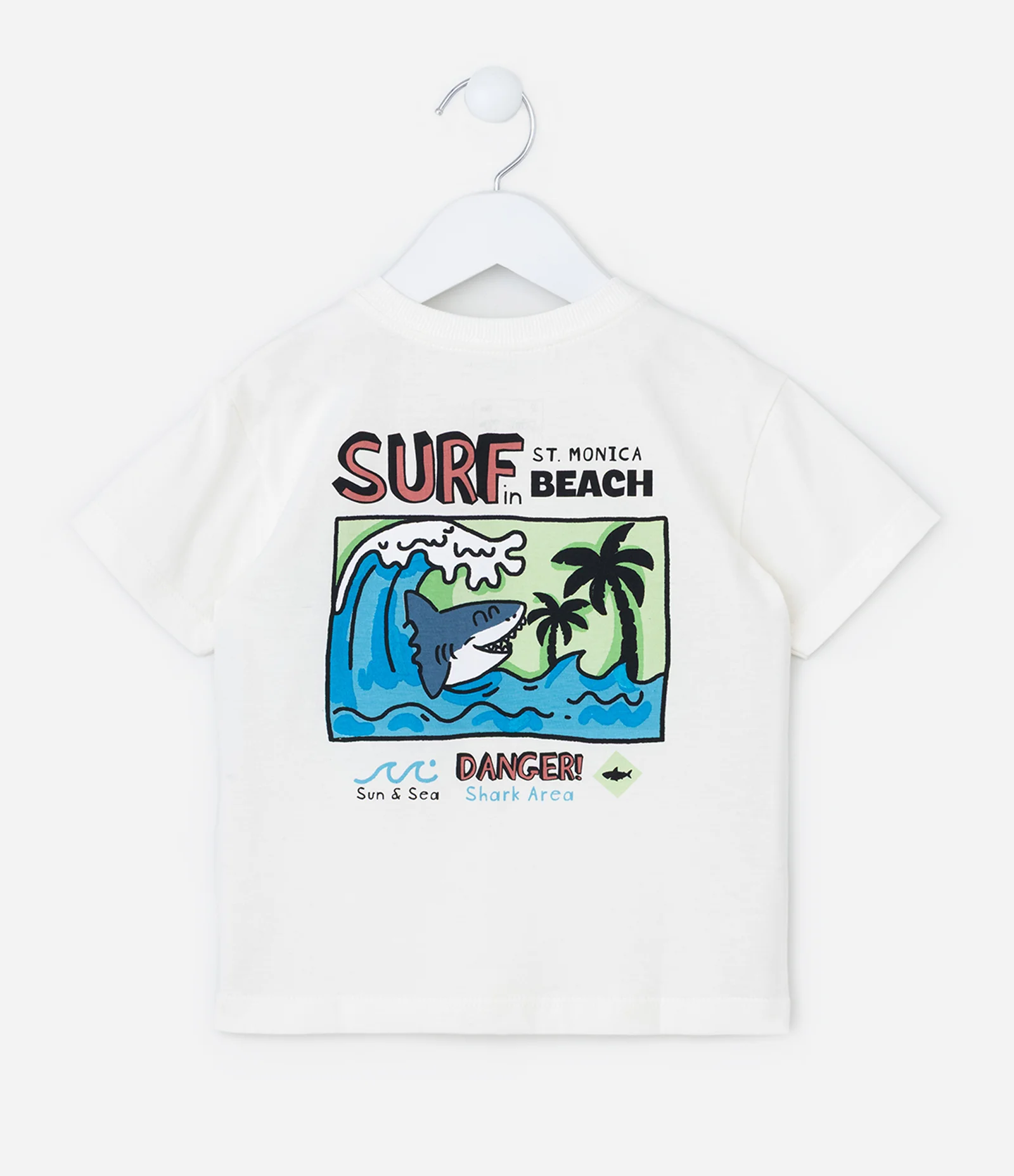 Camiseta Infantil com Estampa Frente e Costas Surf - Tam 1 a 6 Anos Branco 2