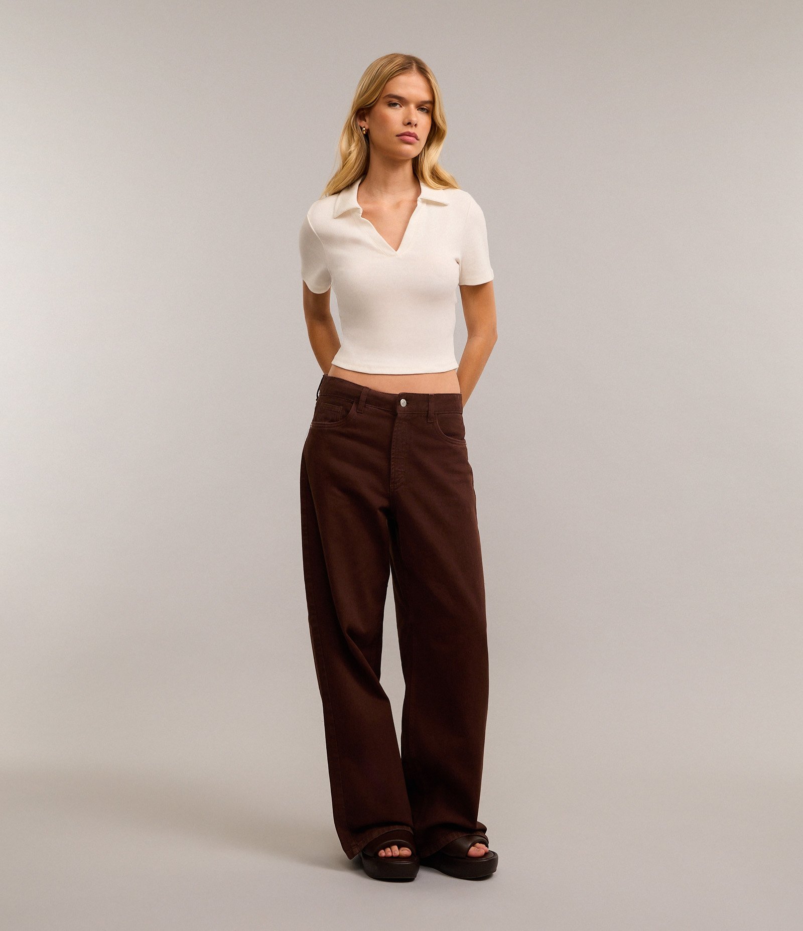 Blusa em Ribana com Gola Polo e Manga Curta Branco 2