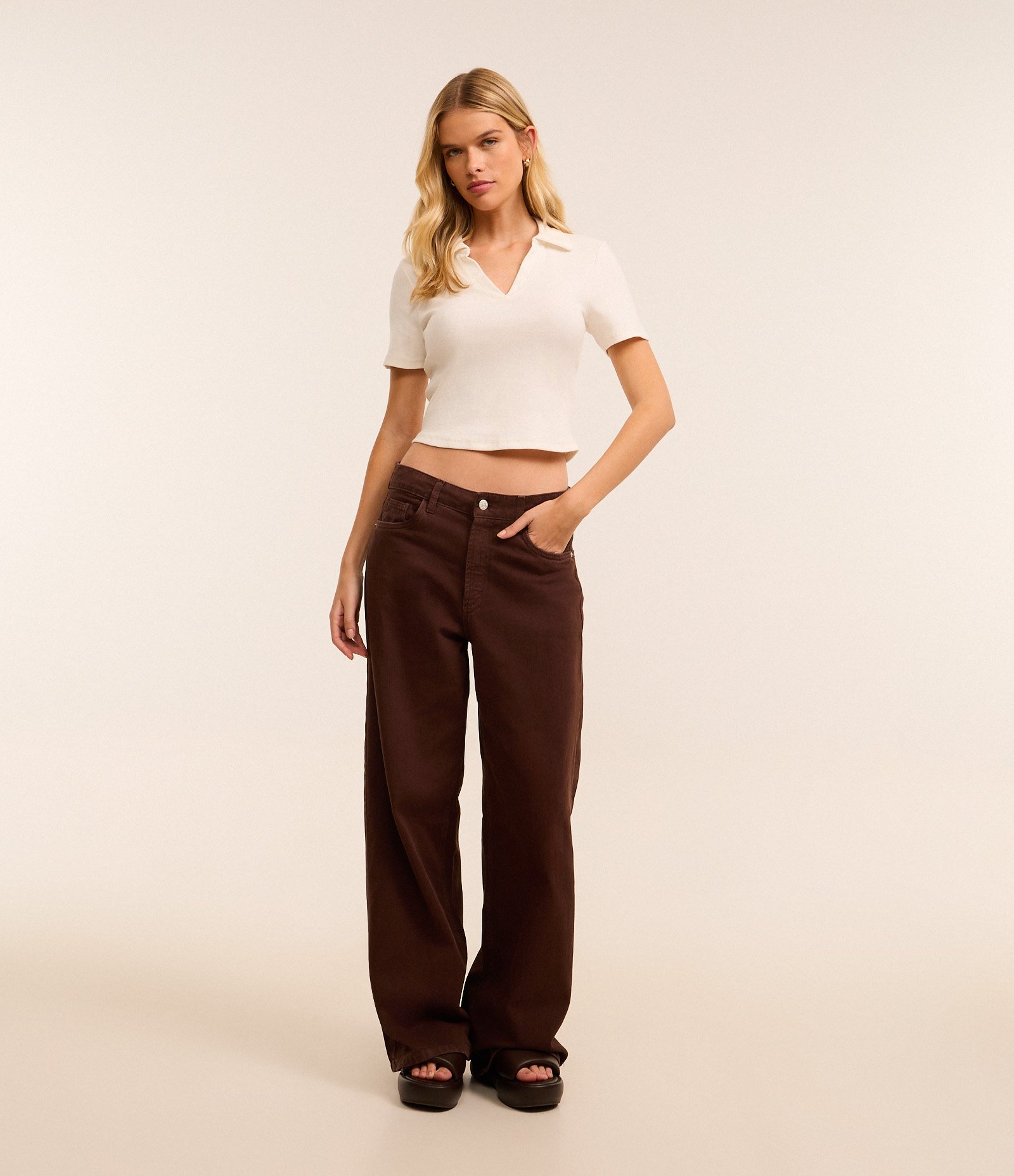 Blusa em Ribana com Gola Polo e Manga Curta Branco 4