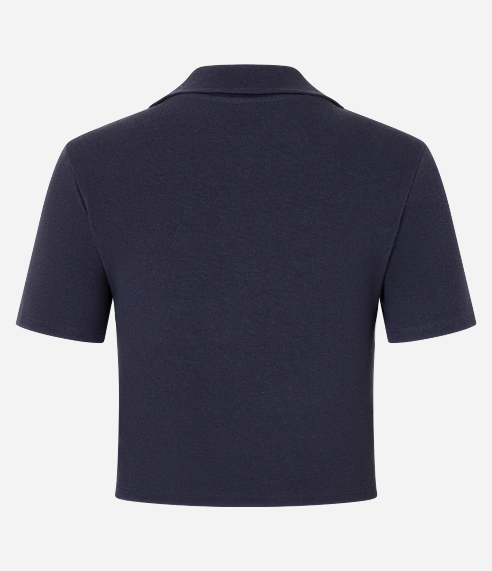 Blusa em Ribana com Gola Polo e Manga Curta Azul Escuro 2