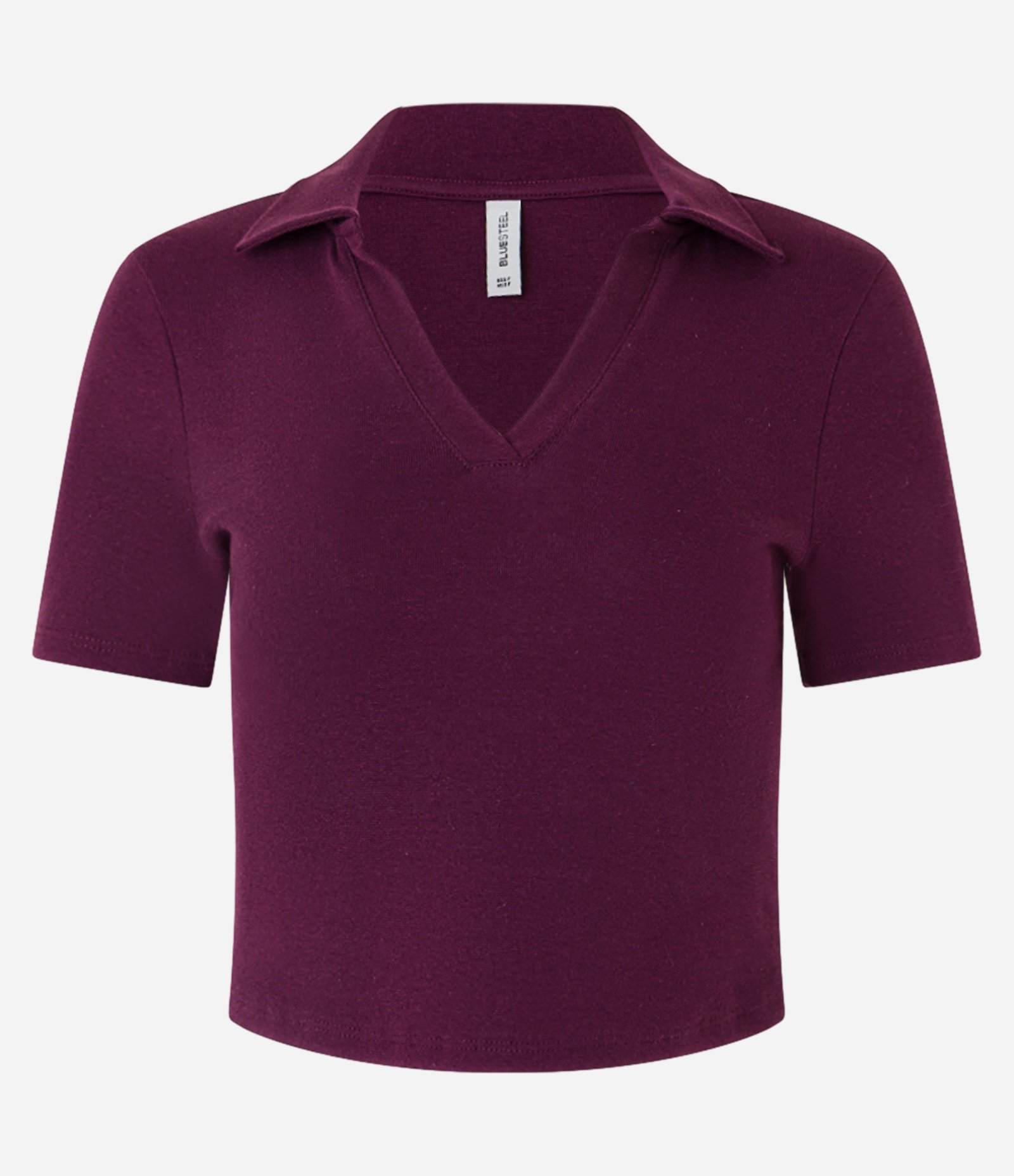 Blusa em Ribana com Gola Polo e Manga Curta Bordô 4
