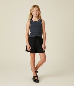 Camiseta Regata Infantil em Ribana com Cava Americana e Aplicação de Brilhos - Tam 5 a 14 Anos