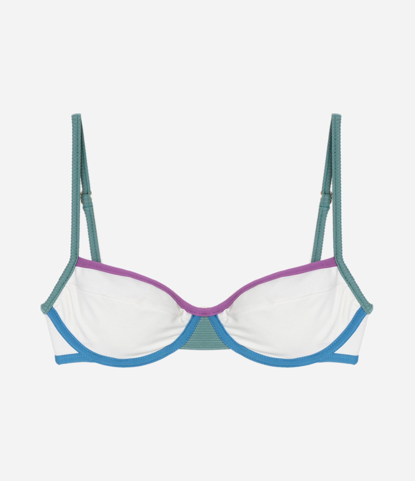 Biquíni Top Meia Taça em Microfibra com Vieses Contrastantes Branco 5