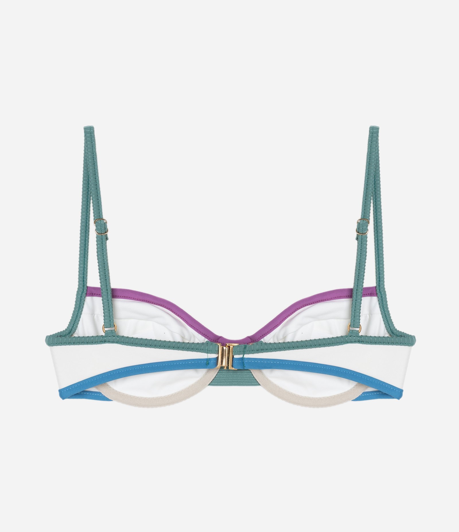 Biquíni Top Meia Taça em Microfibra com Vieses Contrastantes Branco 6