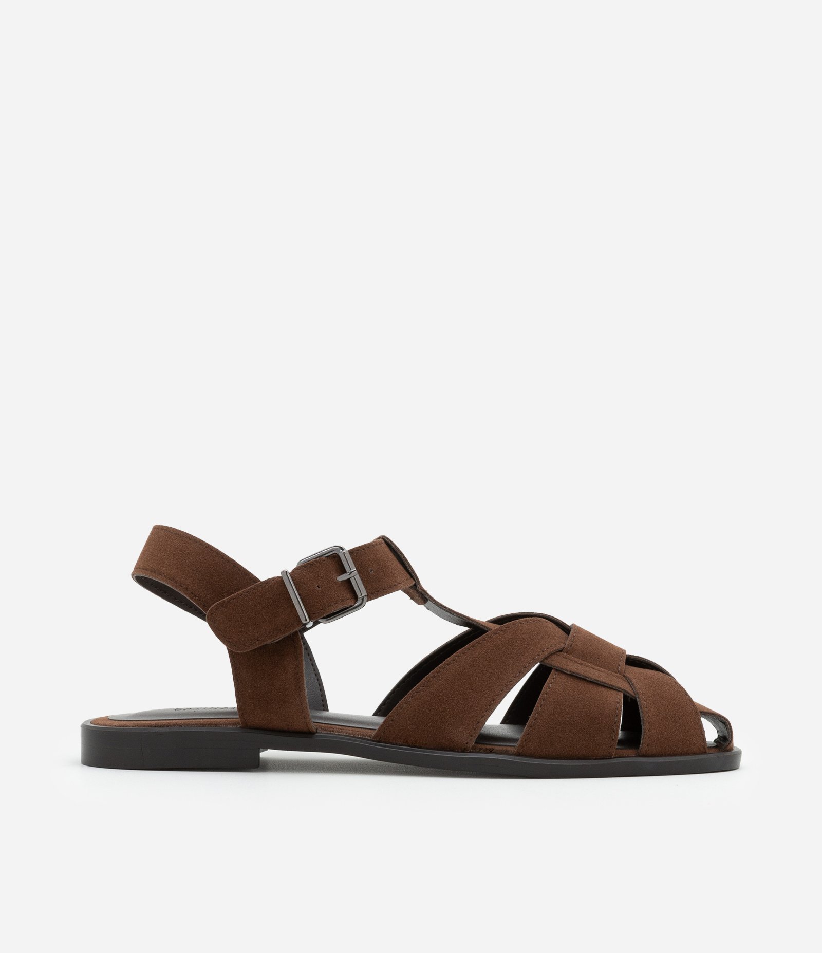 Rasteira em Camurça com Fivela Lateral Marrom 2