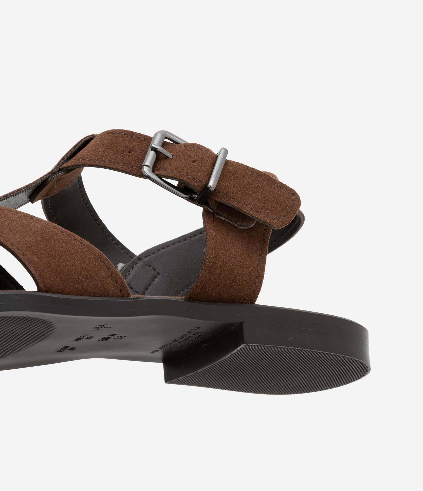 Rasteira em Camurça com Fivela Lateral Marrom 3