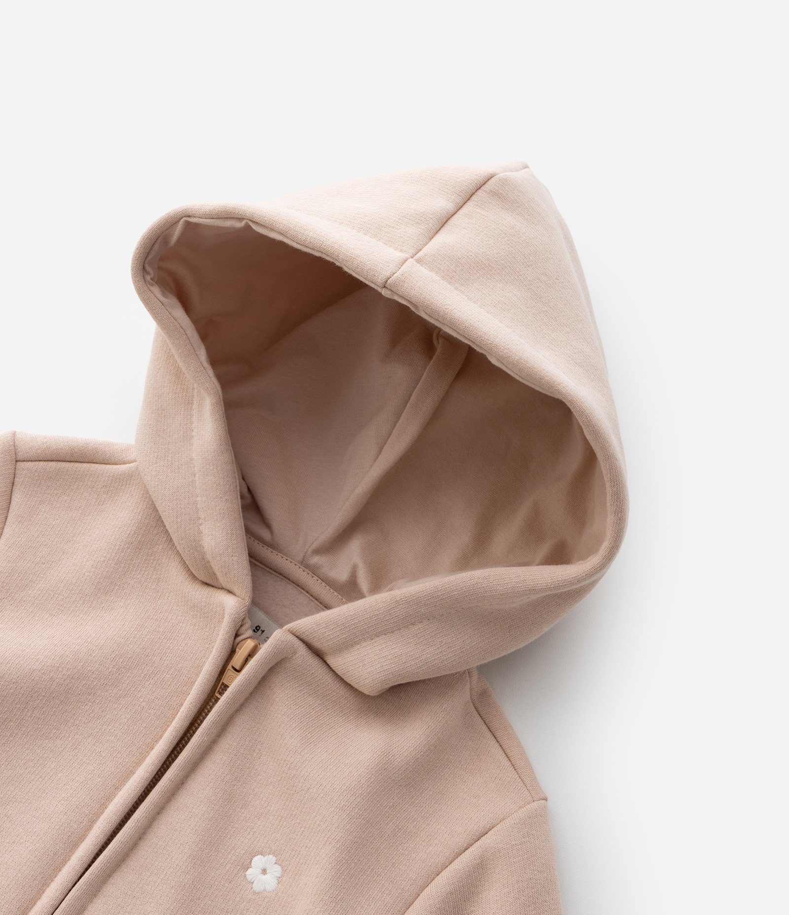 Jaqueta Infantil com Capuz e Bordado de Florzinha - 1 A 5 Anos Bege 6