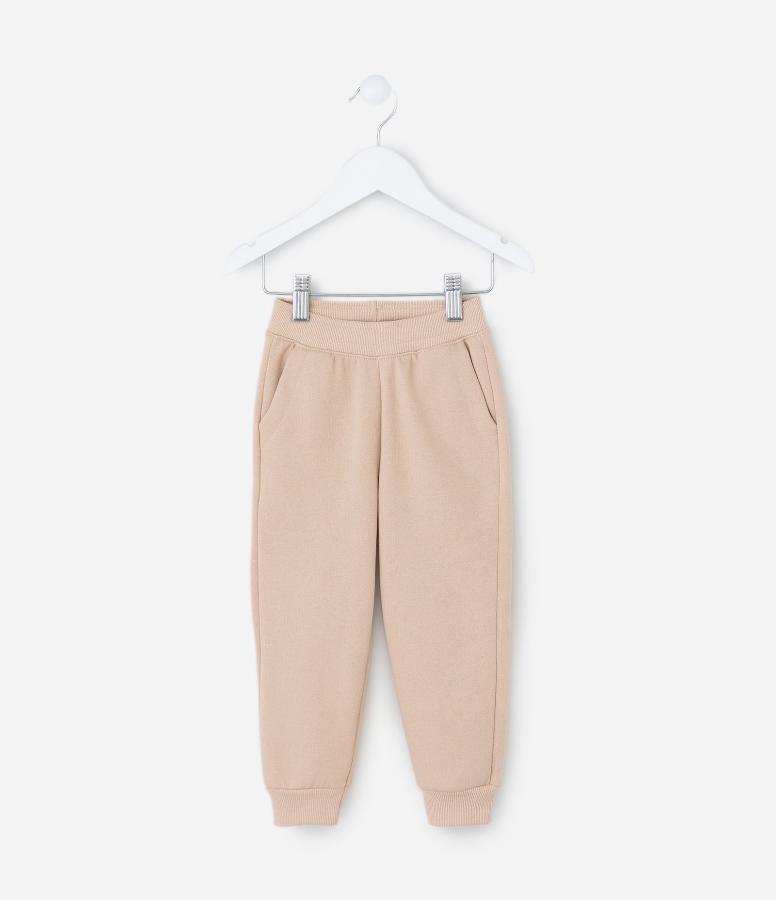 Calça Jogger Infantil em Moletom com Felpa e Bolsos - Tam -  1 A 5 Bege 2