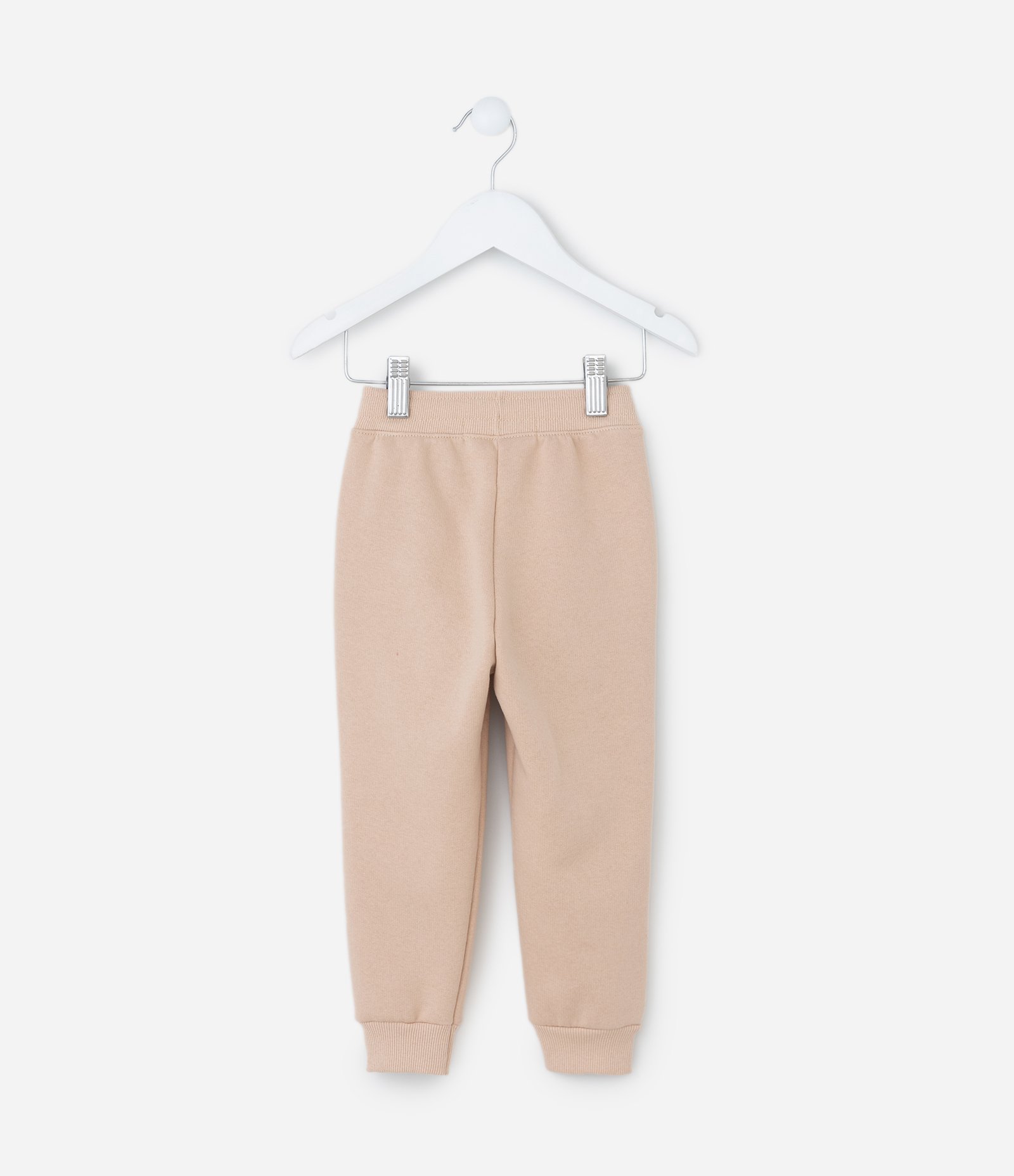 Calça Jogger Infantil em Moletom com Felpa e Bolsos - Tam -  1 A 5 Bege 3