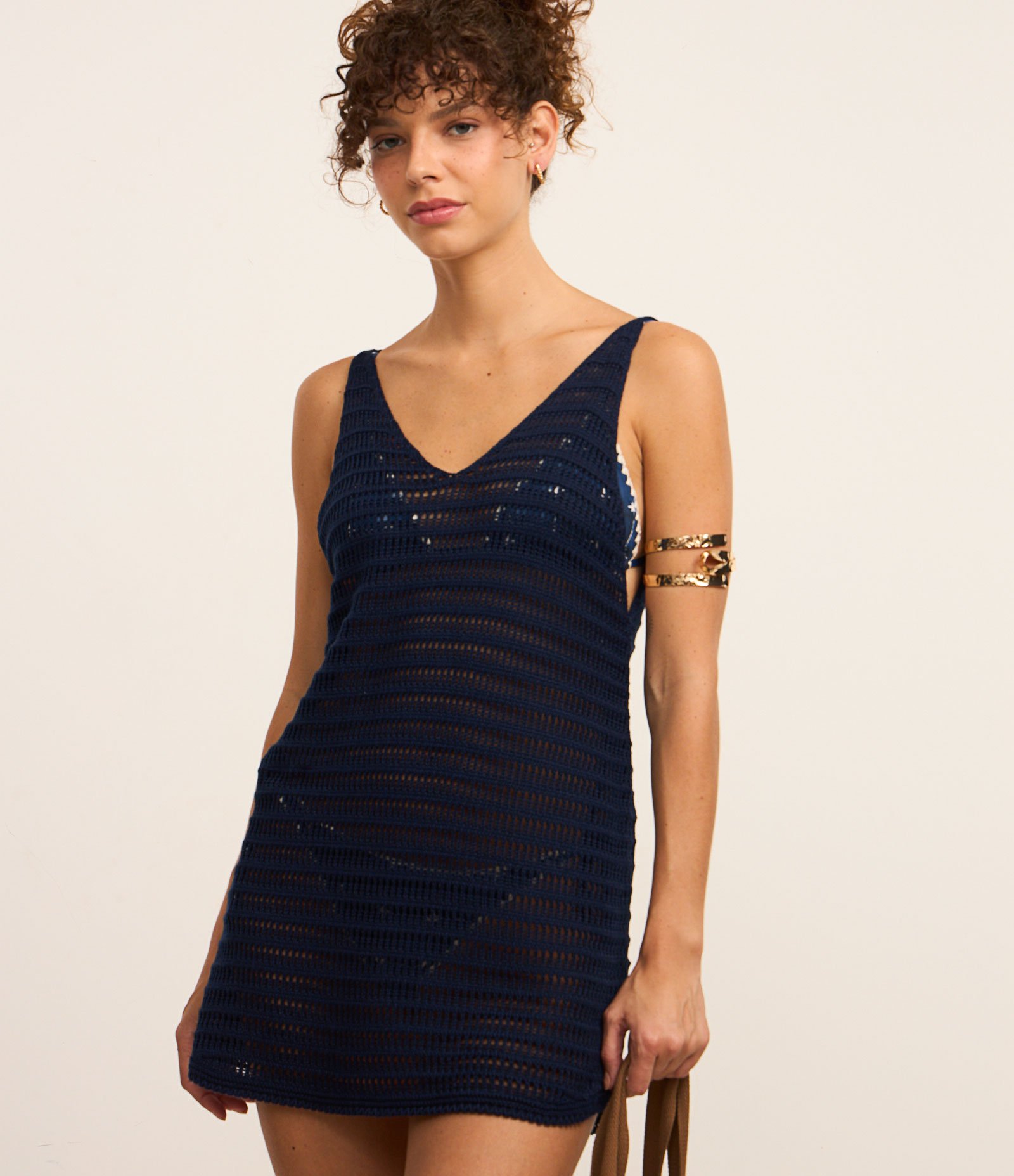 Saída de Praia Vestido em Crochê Azul 1