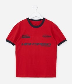 Camiseta Infantil com Estampa Lettering High Speed - Tam 5 a 14 Anos
