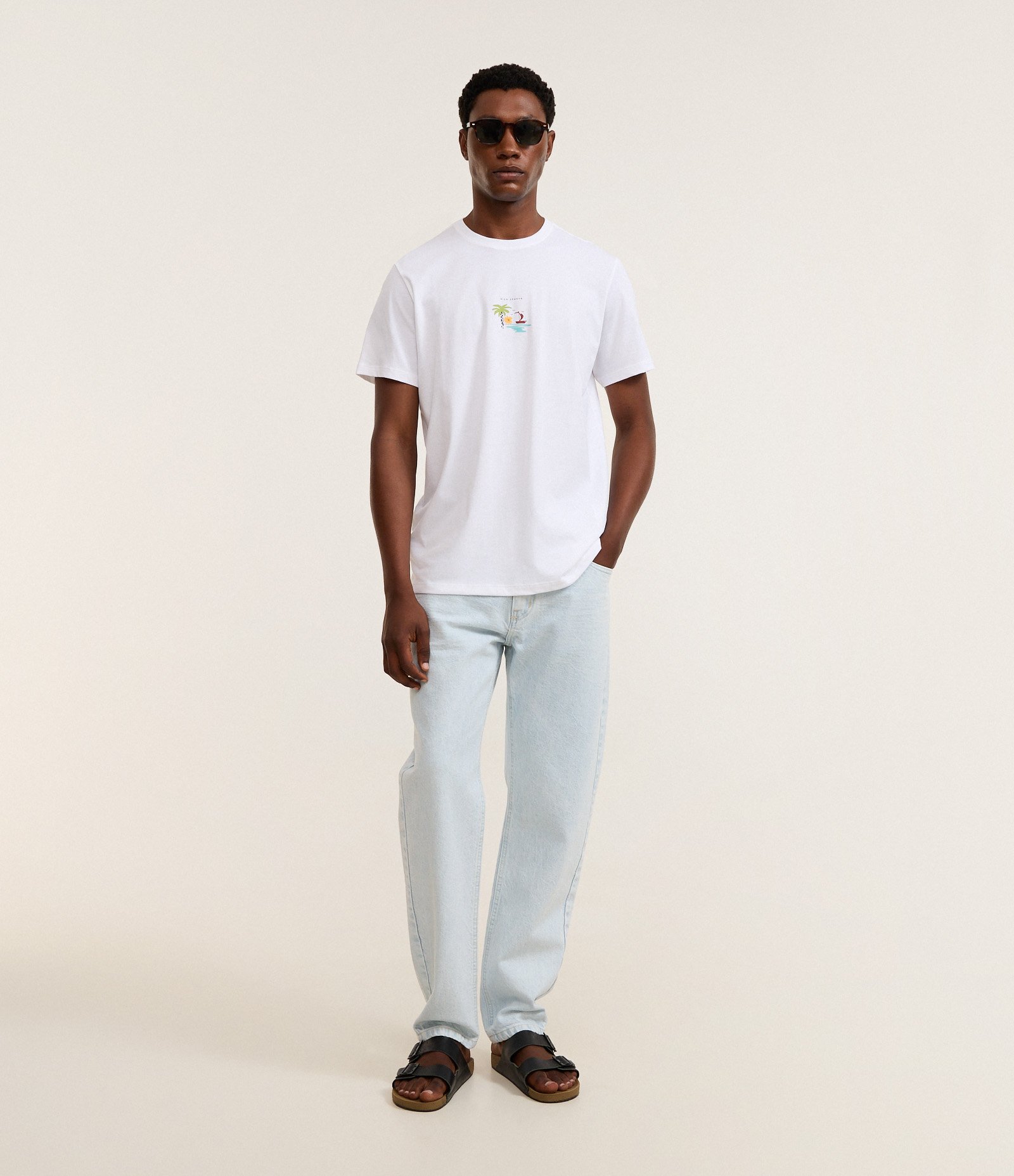 Camiseta Regular em Algodão com Estampa High Season Aquarela Branco 2