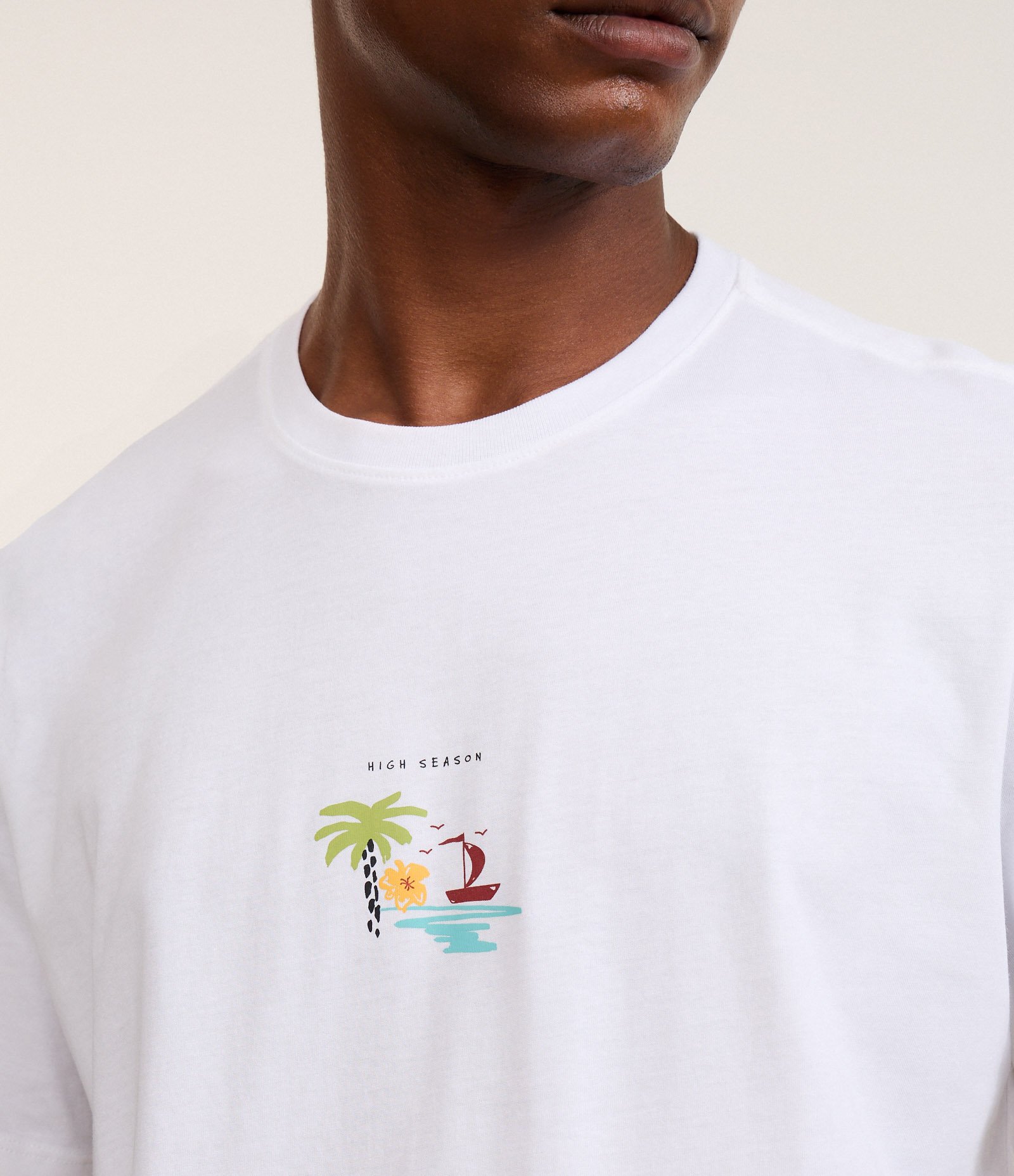 Camiseta Regular em Algodão com Estampa High Season Aquarela Branco 3